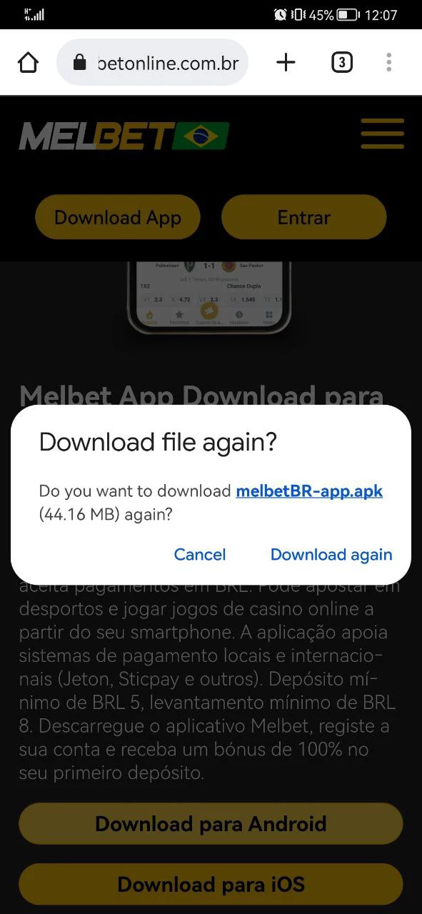 Baixe o arquivo Melbet APK em nosso site.