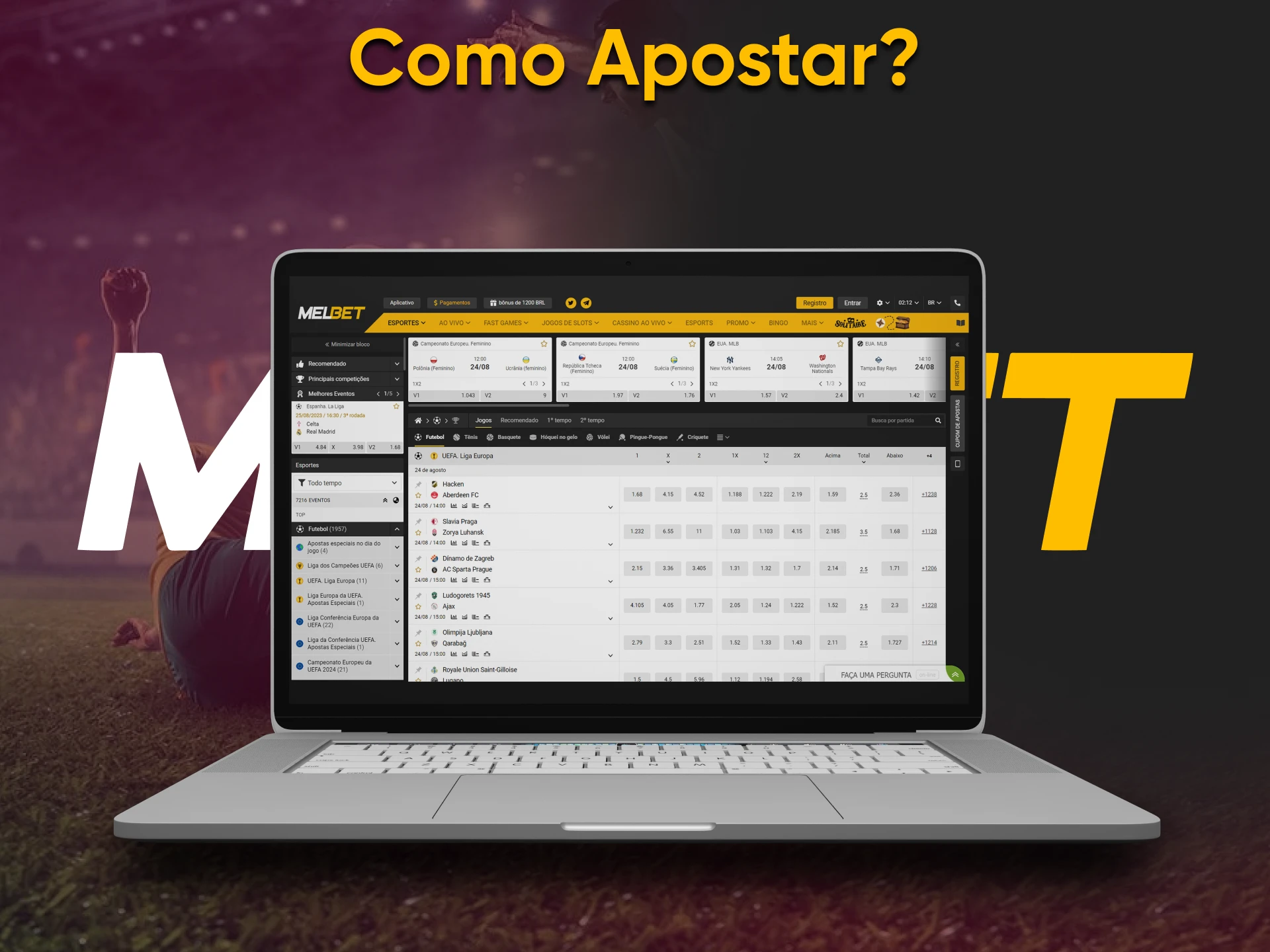 Vá à secção desportiva da Melbet para apostar no futebol.