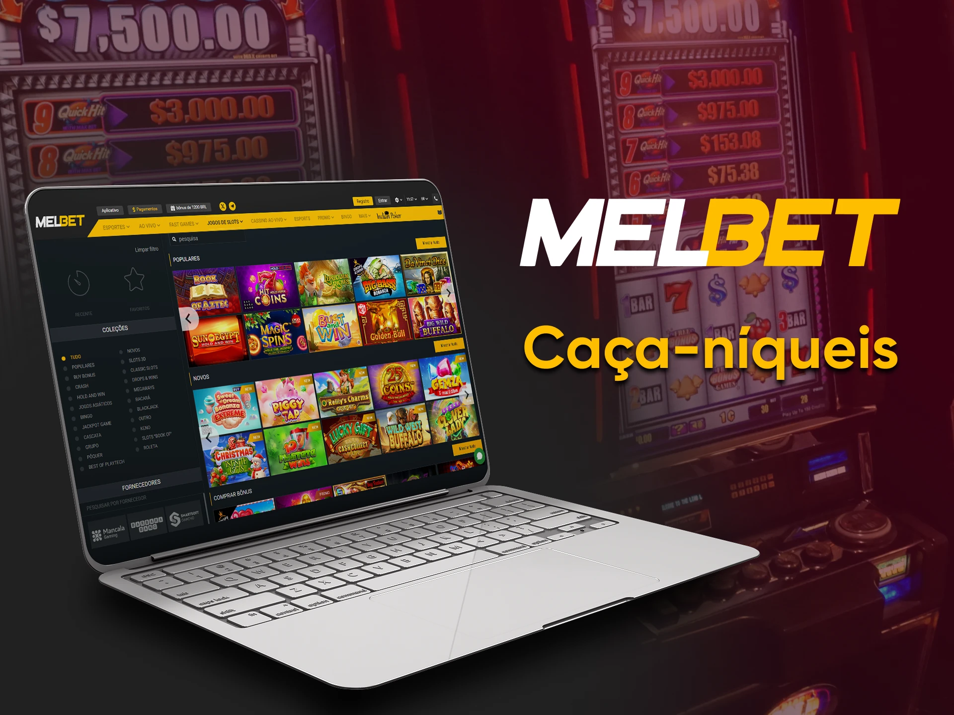 Para jogos de cassino Melbet, escolha Caca-niqueis.