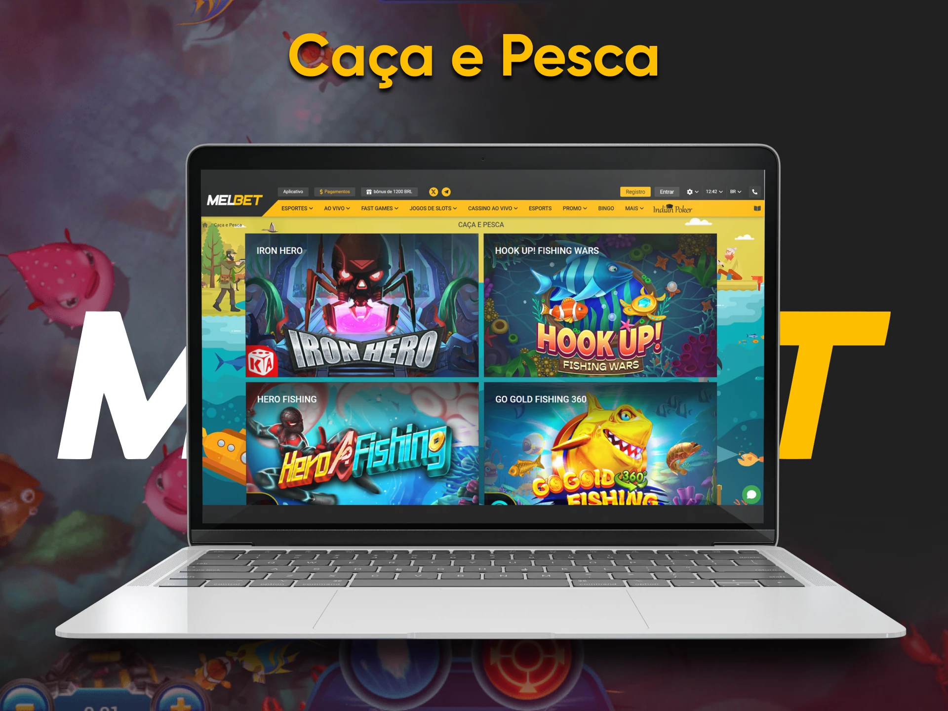 Para jogos de cassino Melbet, escolha Caca e Pesca.