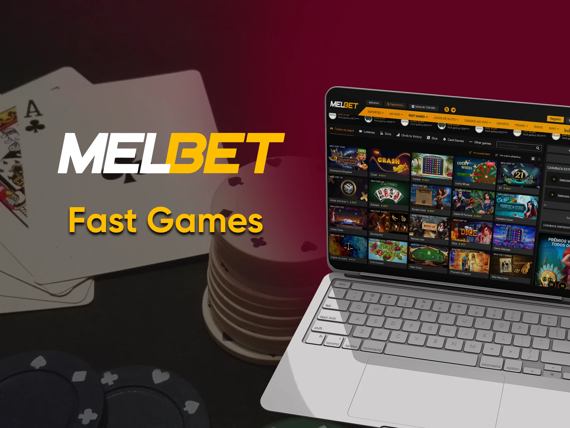 Vá para a seção do cassino Melbet para jogar Fast Games.