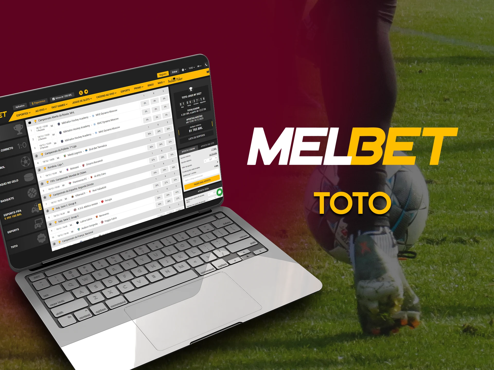 Vá para a seção do cassino Melbet para jogar TOTO.