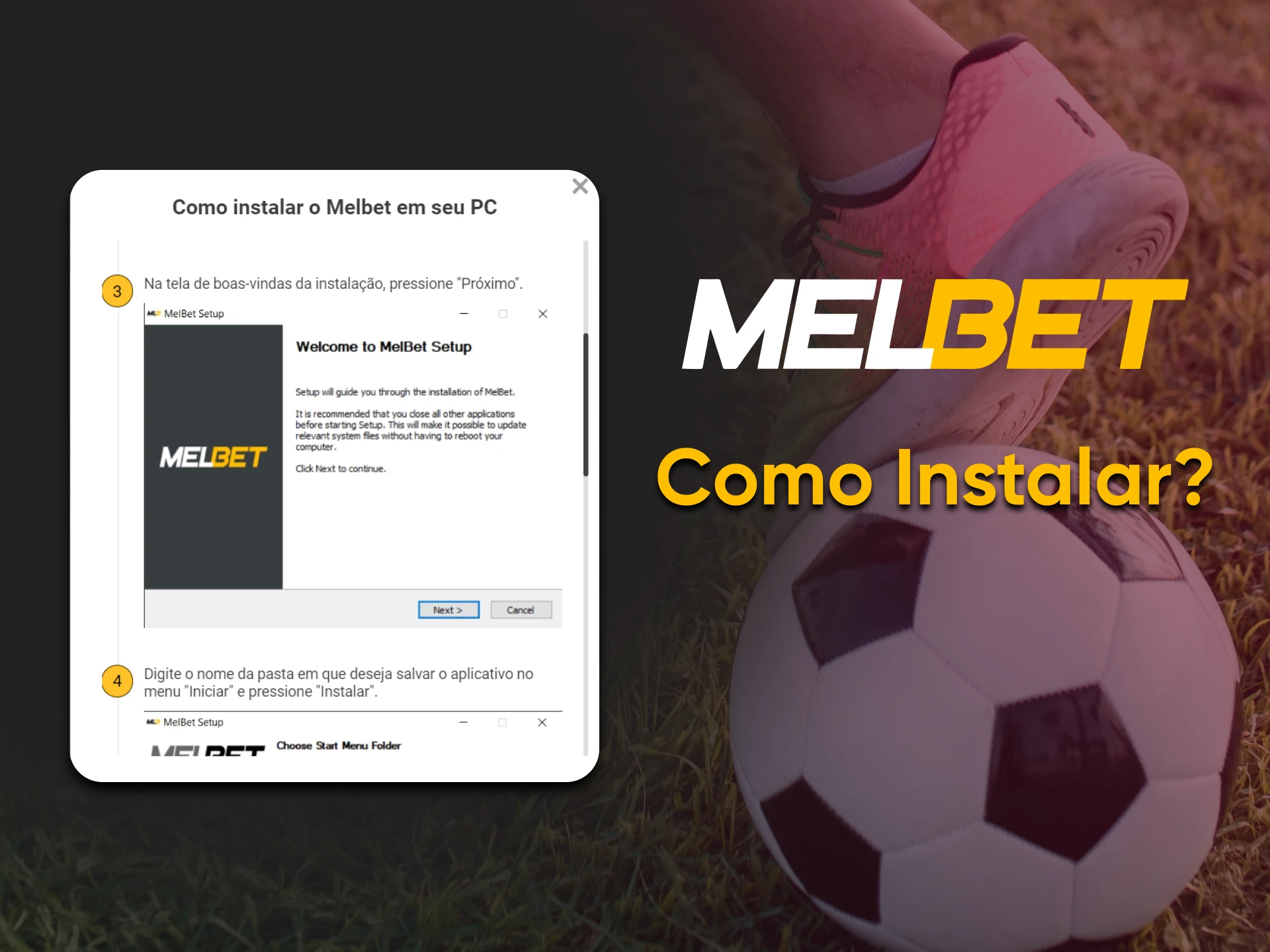 Instale o aplicativo Melbet para PC.
