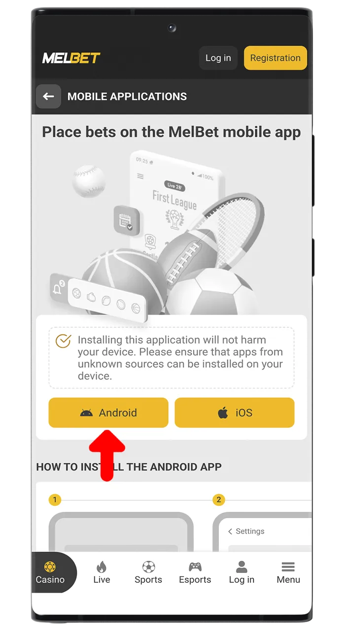Download the Melbet APK file from our website.