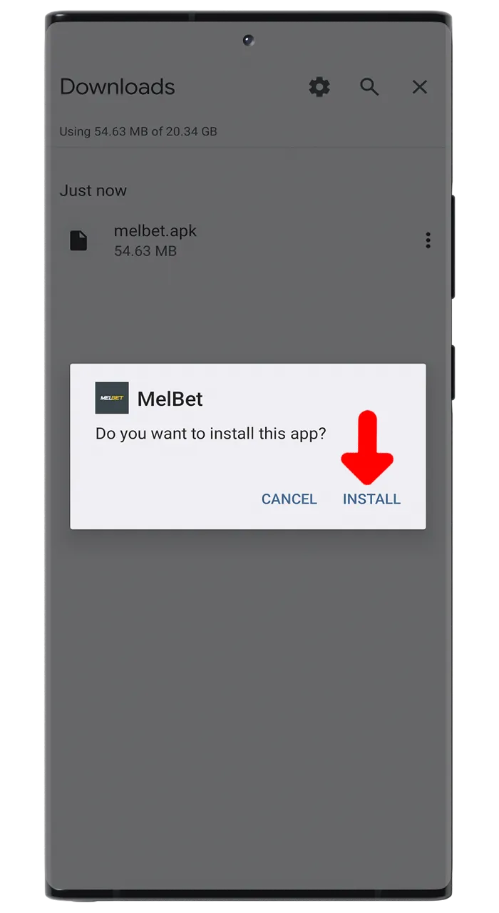 Wait for the Melbet application to install.
