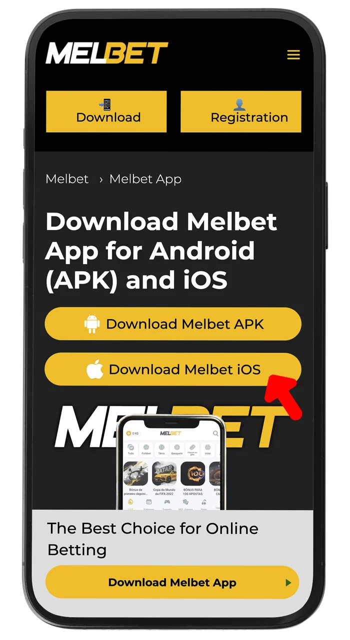 Start downloading the Melbet iOS app from our website.